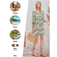 thumbnail image 4 of Vestido Bohemio de Verano para Mujer 2025, Informal, con Cuello en V, con Volantes, Minivestido Floral, Estilo Babydoll, Vestido Veraniego Pequeño. y Verde XL, 4 of 9
