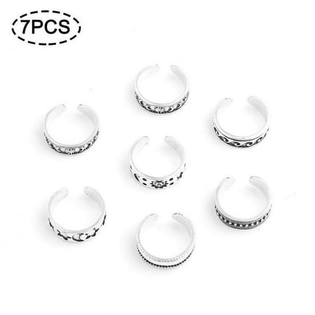 7Pcs Toe Rings Set Adjustable Knuckle Finger Foot Knot 7Y6T Ring Vintage I3I9