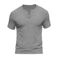 thumbnail image 6 of Gamivast Mens Shirts Casual Stylish Ribbed Knit Short Sleeve Henley Shirts Slim Fit Muscle Shirts Button Placket Solid Soft Daily Wear Fashion Tops, 6 of 6