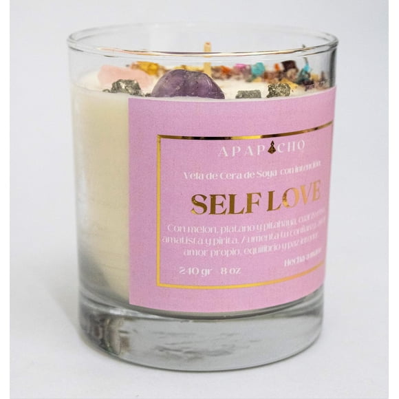 Velas Aromáticas Fuwu Melón, Plátano y Pitahaya con Cuarzos Naturales y Flores Secas Decorativas