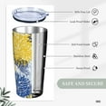 thumbnail image 3 of Flower Floral Blue Yellow 20 oz Tumbler with Lids and Straws Stainless Steel Vacuum Coffee Mug for Car Home Office Outdoor Travel, 3 of 7