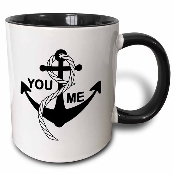 3drose, Image of You with Big Black Anchor and Word Me, 11oz Two-tone Black Mug