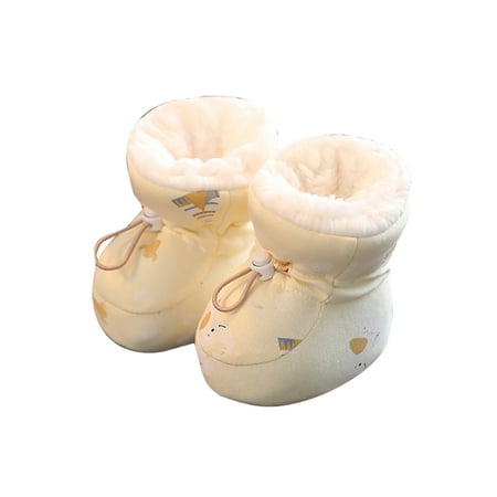 

SIMANLAN Newborn Toddler Winter Bootie Plush Lining Sock Slipper First Walker Cotton Boots Indoor Warm Ankle Boot Cold Weather Cartoon Crib Shoes Yellow Elephant 5C
