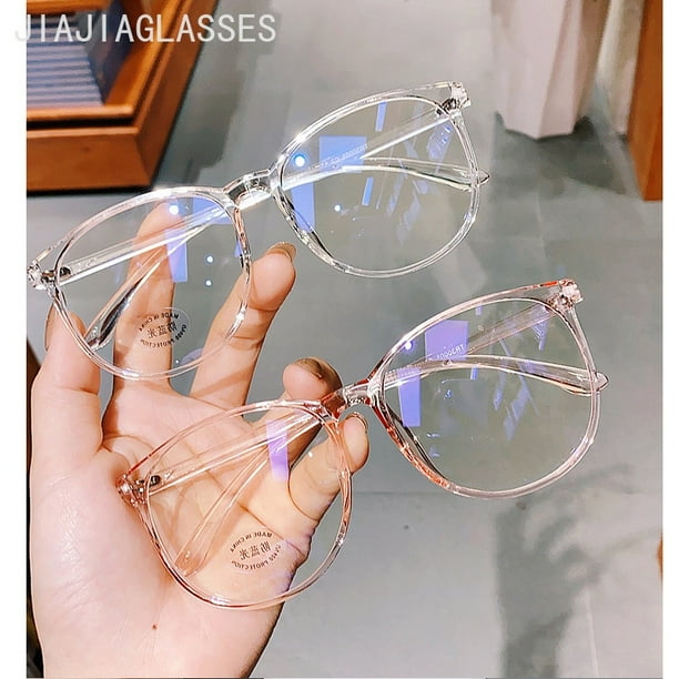 Las Gafas De Moda Redondas Para Mujeres De Los Hombres De La Cara Grande  Era Delgada Luz Plana Transparente Retro Salvaje Marco De Se Puede Equipar 
