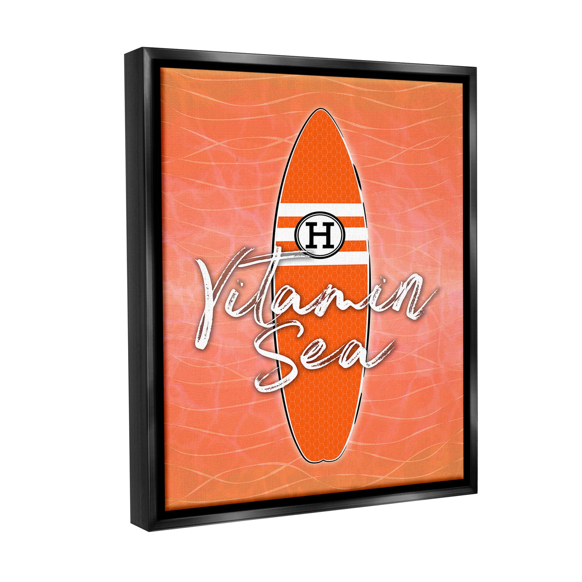 Stupell Industries Vitamin Sea on Orange Beauty & Fashion Painting Black Floater Framed Canvas Art Print Wall Art, 17 x 21