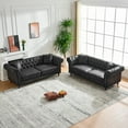 thumbnail image 5 of 83"Chesterfield ‌ tech Fabric Sofa,High-tech Fabric Roll Armrest Sofa,Upholstered Mid Century Modern Couch,3 Seater Couch for Living Room, Office, Apartment, Black, 5 of 11