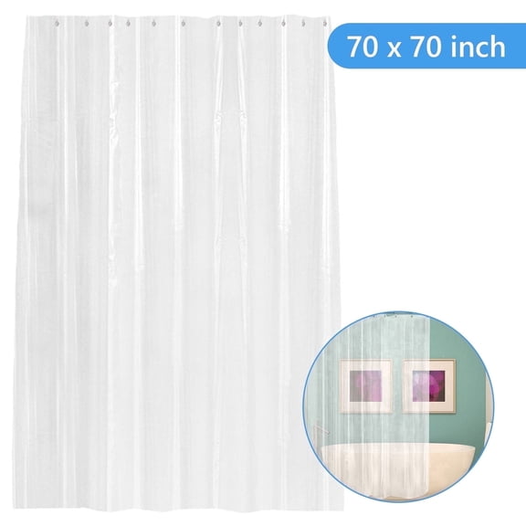 Tripumer Clear Shower Curtain 70 x 70 inch Plastic Shower Liner Waterproof Fabric for Bathroom
