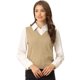 thumbnail image 1 of Suéter sin mangas Allegra K con cuello en V de muy buen gusto para mujer Caqui XS, 1 of 5