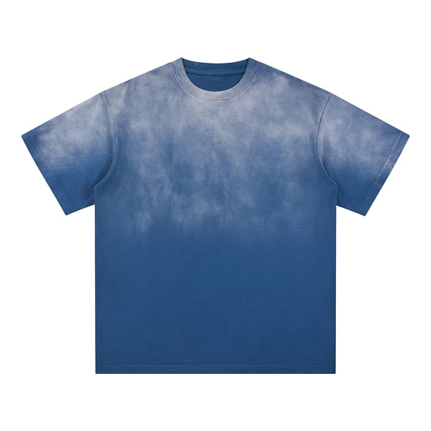 Tops para hombre, blusas y camisas de manga corta con cuello redondo para hombre, camisetas casuales con cuello redondo, deportivas, degradadas y desgastadas para hombre, blusas de licra para hombre