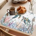 thumbnail image 3 of Summer Sea Turtles Placemats Set of 4 Coastal Watercolor Ocean Corals Place Mats Indoor Wipeable Table Mats Washable Cloth Dining Table Placemats for Kitchen Holiday Party Home Decor 13x19 Inch, 3 of 9