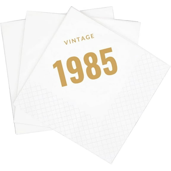 20pcs Vintage 1985 40th Birthday Cocktail Napkins, Gold Vintage 1985 Disposable Paper Beverage Cocktail Napkins for His Her Forty 40th Birthday Party, , 5x5" (1985 Gold) 5"x5"