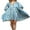 Blue, variant on Michellecmm Women Mini Dress, Half Sleeve Lacing Flower Print Pleated Summer Dress