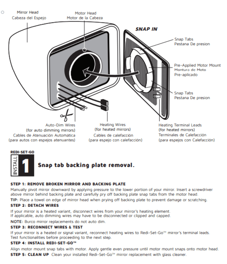 Door Mirror Glass Assembly