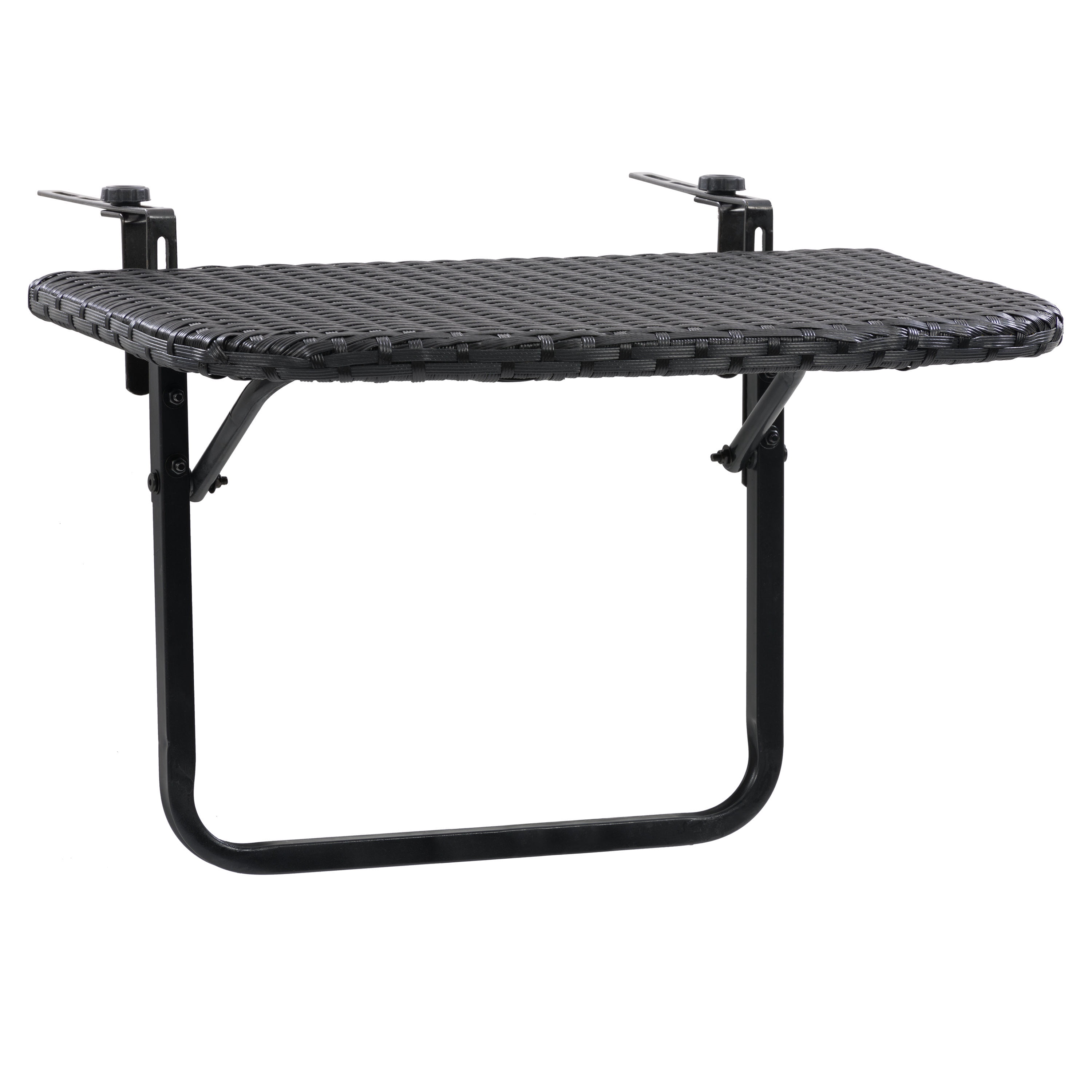CorLiving Parksville Resin Wicker and Steel Outdoor Foldable Balcony Table, Black