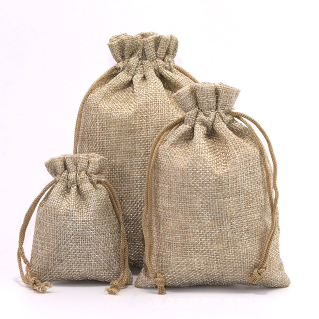 Bolsa de regalo de Navidad para guardar joyas, bolsita con cordón, bolsa de lino de imitación