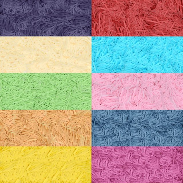 HDST-HOME Paquete de 10 hebras de papel de rafia multicolor de 7.05 oz, relleno de hierba, confeti de corte arrugado triturado para relleno de cestas, envolver suministros de fiesta de boda