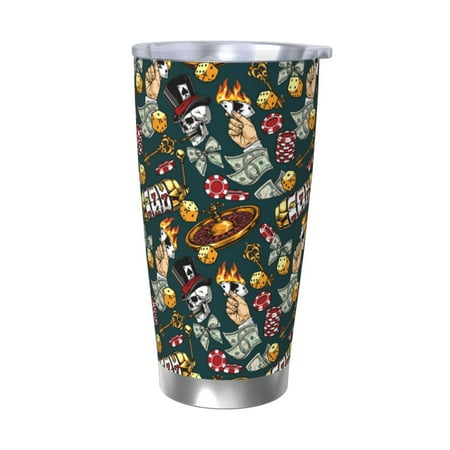 

Goofa Vintage Casino Chips for 20 oz Skinny Tumbler Stainless Steel Coffee Mug Slim Vacuum Insulated Travel Cup Car Cup-Without Straw