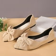thumbnail image 2 of Wensltd Women Solid Color Bowknot Suede Flats Pointed Toe Low Cut Work Shoes Comfortable Versatile Office Daily Wear Flat Heel Shoes for Women Size 5-11, 2 of 8