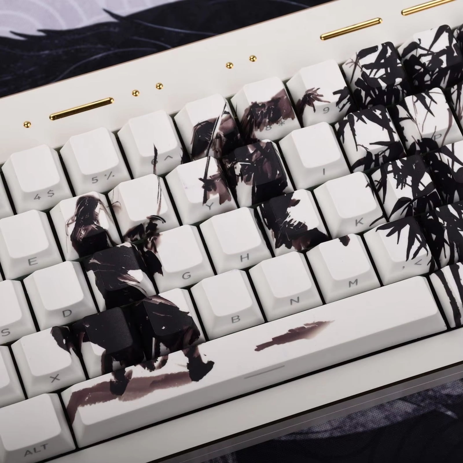 Original Height Keycaps with Side Engraved Translucent Designing Fighting Theme for Mechanical Keyboards