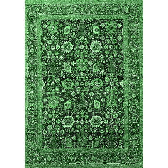 Ahgly Company Indoor Rectangle Oriental Emerald Green Traditional Area Rugs, 8' x 12'