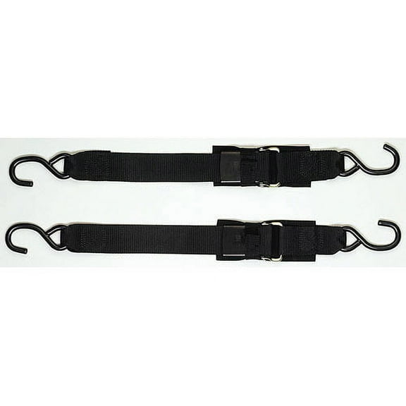 Attwood 15232-7 Quick-Release Transom Tie-Down Straps, Trailering, Padded Adjustable Buckle, S-Hooks, 2 Inches Wide, 4 Feet Long