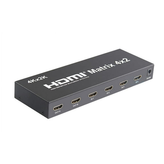 axGear 4x2 HDMI True Matrix Switch Splitter Selector Remote Control 3D 1080P 4-in 2-out