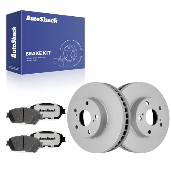 AutoShack Front Brake Rotors & Ceramic Pads for Toyota, Sienna 2004-2010 Camry 2005-2006 Avalon 2005-2007, FWD AWD V6 3.0L 3.3L 3.5L - Coated - ArmorStop - 11.65" (296 mm), 5-Lug