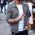 thumbnail image 4 of Veste de Pluie Homme Mode Décontractée Veste de Couleur Unie Veste d'Extérieur à Fermeture Éclair Veste d'Outillage, 4 of 9