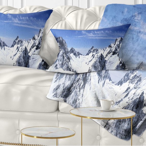 Designart Panorama Caucasus Mountains - Photography Throw Pillow - 12x20