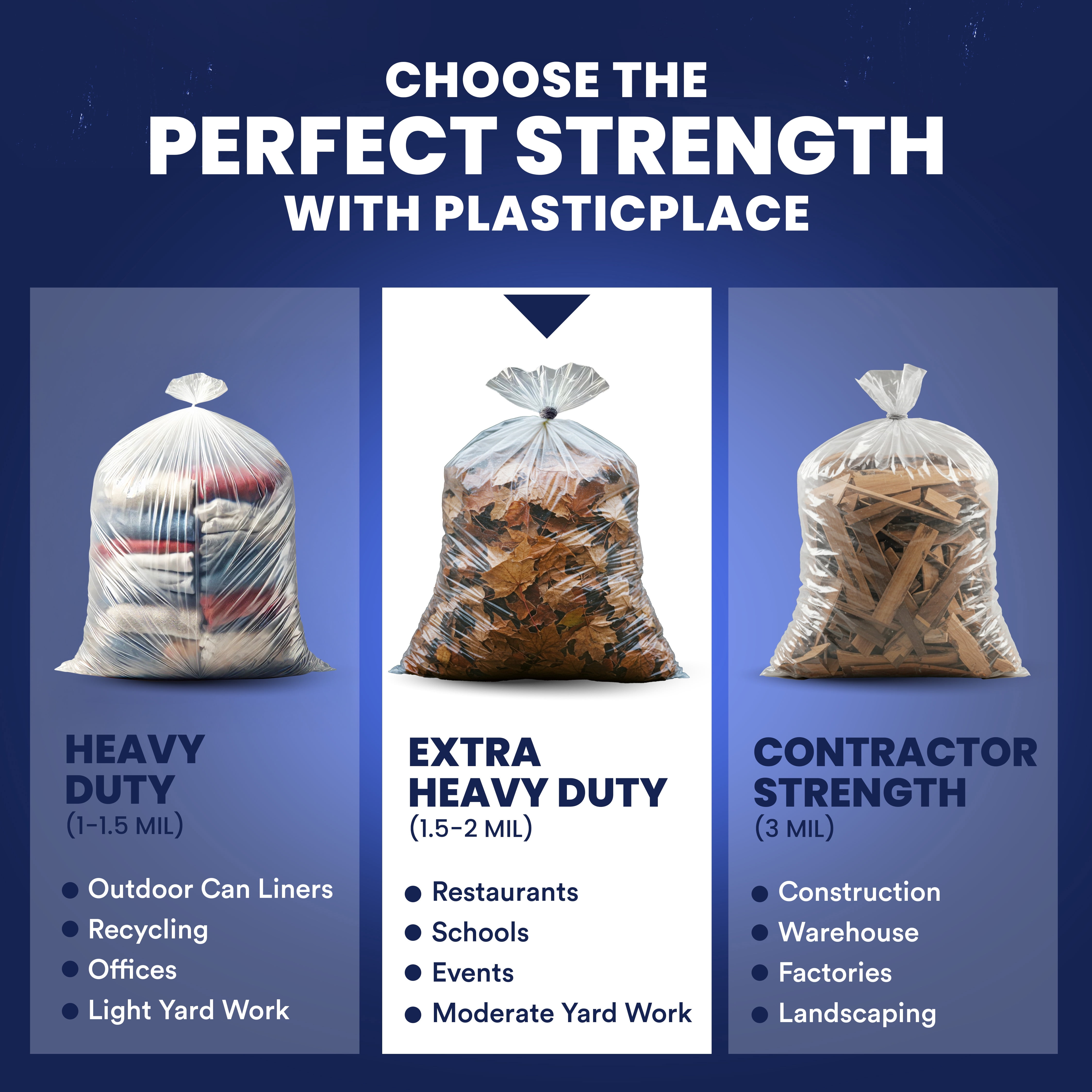 Plasticplace 55-60 Gallon Trash Bags │ 2 Mil │ Clear Heavy Duty Garbage Can Liners │ 38” x 58” 1 Count (Pack of 50)