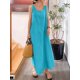 thumbnail image 1 of Summer New Long Version Sling Cotton Linen Simple Loose Pocket Round Neck Temperament Sleeveless Dress Women Dress for Women3XL Gao Jinjia LED, 1 of 2