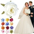 thumbnail image 3 of Artificial Single Rose with Realistic Appearance, Faux Floral Decoration for Home Wedding Events Dressing Wear, No Maintenance Required Long Lasting DIY Gift, 1Pc, Multicolor(White,2.7x2.7"), 3 of 6