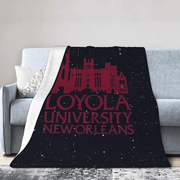 Loyola University New Orleans Logo Fleece Blanket, Very Soft Microfiber Flannel Blanket for Couch Warm and Cozy for All Seasons