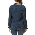 thumbnail image 4 of MODA NOVA Juniors Tie Ruffled Neck Blouse Long Sleeves Tops Dark Blue-Polka Dots XS, 4 of 7