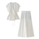 thumbnail image 5 of HH TRAF Conjunto de verano para mujer, nuevo conjunto de chaleco con solapa doble y cordones, de lino mezclado, con bolsillos, botones y cremallera, pantalones plisados, 5 of 5