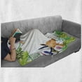 thumbnail image 6 of Lion Soft Flannel Fleece Throw Blanket, Cartoon Animal Characters in the Jungle Tropical Illustration Wildlife Greenery, Cozy Plush for Indoor and Outdoor Use, 70" x 90", Multicolor, by Ambesonne, 6 of 6