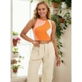 thumbnail image 2 of DARING DIVA Women's Color Block Ribbed Sleeveless Crop Tank Tops L Orange, 2 of 7