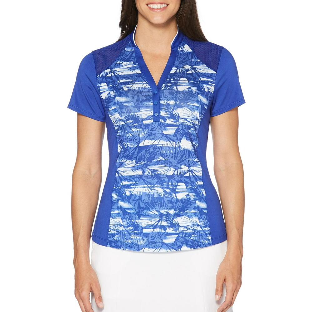 Download Callaway Women's Ventilated Tonal Floral Mock Golf Polo ...