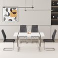 thumbnail image 3 of JUFU Modern Dining Table Set for 4, 55" White Dining Table and 4 Upholstered PU Leather Chairs with Silver Metal Legs, Ideal for Kitchen and Dining Room, 3 of 10