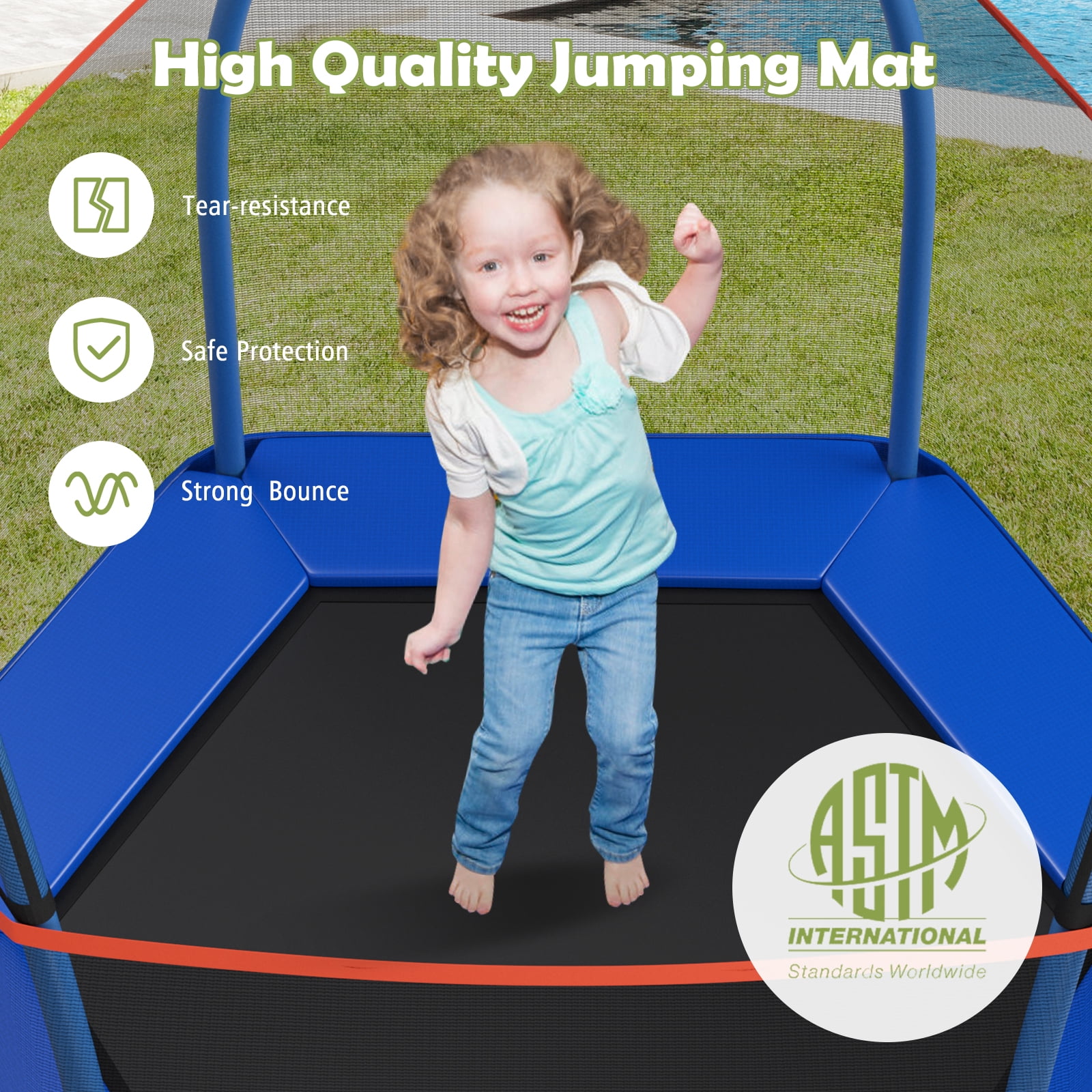 Infans 7FT Kids Trampoline Outdoor Indoor Recreational Bounce Jumper