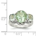 thumbnail image 3 of White Sterling Silver Ring Band Gemstone Prasiolite Oval Green Cushion, 3 of 6