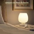 thumbnail image 4 of Lámpara táctil para mesita de noche, moderna lámpara pequeña para dormitorio, sala de estar, mesita de noche, lámpara de escritorio con pantalla de cristal de ópalo blanco, bombilla LED cálida, 4 of 10
