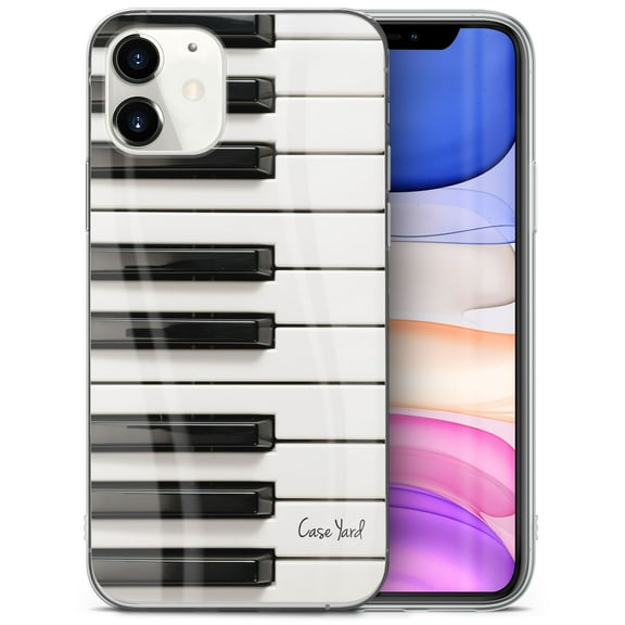 Case Yard iPhone-12-Mini Case Clear Soft & Flexible TPU Ultra Low Profile Slim Fit Thin Shockproof Transparent Bumper Protective Cover Drop Protective Cell Phone Cases (Piano Keys)