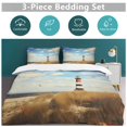 thumbnail image 5 of Lighthouse Sunrise Coast Scenery Pale Blue Tan Duvet Cover Set Pattern Soft Bedding Set Comforter Cover Set(1 Duvet Cover + 2 Pillowcases), 5 of 6