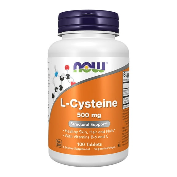 NOW Supplements, L-Cysteine 500 mg with Vitamins B-6 and C, Structural Support*, 100 Tablets