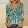 thumbnail image 2 of ICHUANYI Women's Fashion Casual Print V-neck 3/4 Sleeve Top Long Sleeve V-neck Tops Shirts, 2 of 5