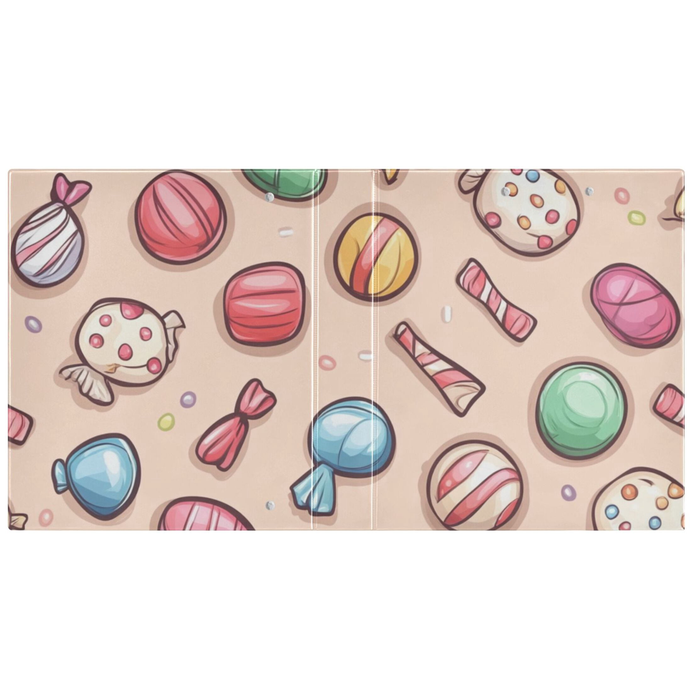 Cartoon Candys 3 Ring Binders 1.5 inch Hardcover File Folders with Interior Pockets A4 Size Organizer for School Office Hospital
