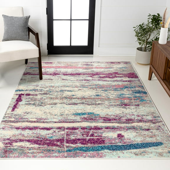 JONATHAN Y CONTEMPORARY POP 8 x 10 Area Rug, Modern Abstract Brushstroke - Cream/Pink, CTP102A-8