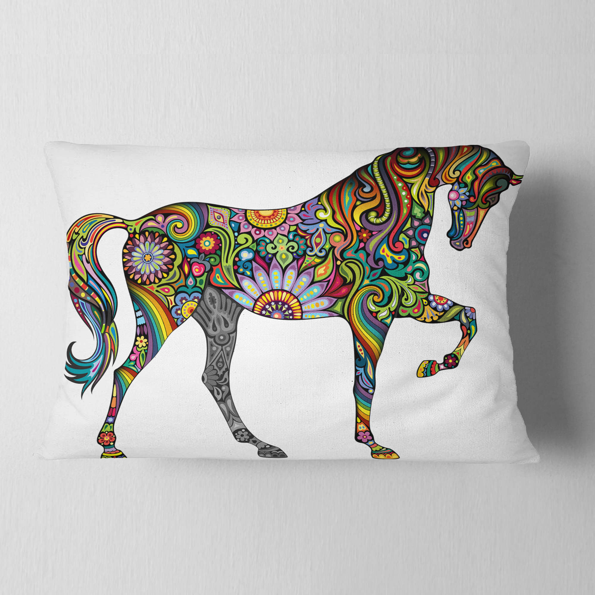 Designart Cheerful Horse - Animal Throw Pillow - 12x20