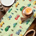 thumbnail image 3 of Green Cartoon Truck Table Runner 108 Inches, Funny Cute Colorful Car Tree Polka Dot Bed Runner Dresser Scarves Tabletop for Indoor Outdoor Parties/Ceremony/Banquet, 13"x 108", 3 of 9